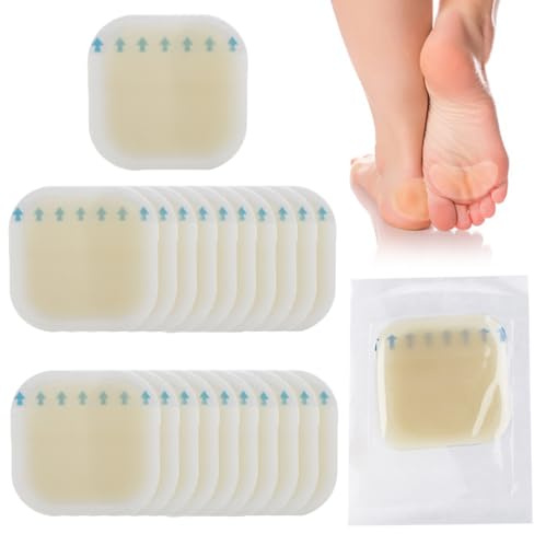 Blasenpflaster für Füße, unsichtbare Hydrokolloid-Blisterkissen, Gel, wasserdicht, für Ferse, Zehen, Schutz, Haut, schnellere Heilung der Wunde (50 x 50 mm), 25 Stück