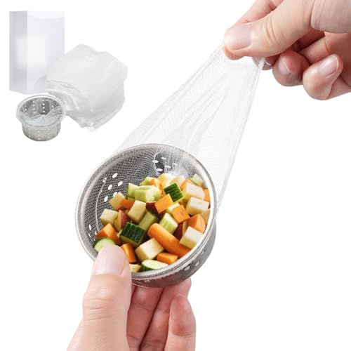 400 PCS Disposable Mesh Sink Strainer Bags, Kitchen Sink Strainer Anti-Clogging Bag, Kitchen Sink Drain Strainer for Collecting Kitchen Food Waste Leftover Garbage