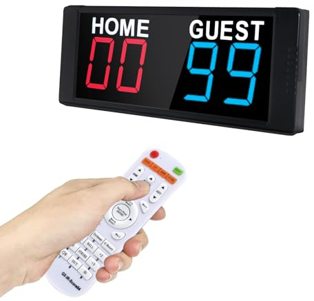 Ousmile Elektronische Anzeigetafel, Tisch-Punktebrett, elektronischer Punktezähler, tragbare LED-Digital-Anzeigetafel mit Fernbedienung, Punktezähler für Indoor-Spiele/Cornhole/Basketball/Pingpong