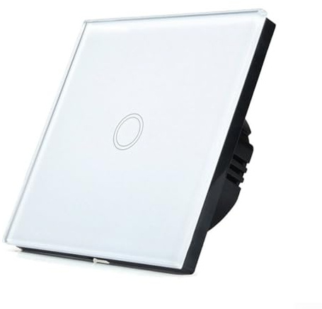 Single Dimmer Switch for LED Lights, Wall Switch with Glass Panel and Status LED Backlight, 1-Gang 1-Way for Homes Offices(white)