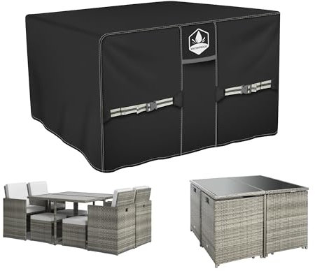 Rimwig Housse imperméable pour meubles de jardin - 110 x 110 x 74 cm - En tissu Oxford 420D - Robuste - Avec grille d'aération - Carré