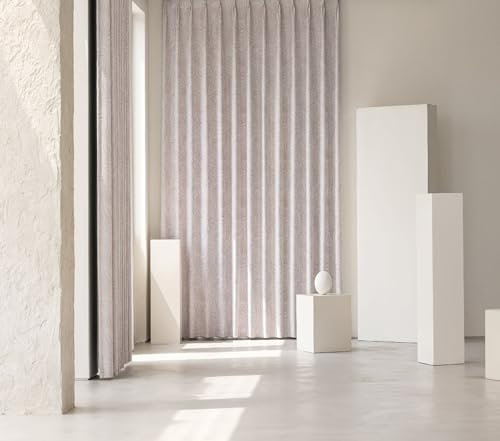Mesnt Fenstervorhänge Blickdicht, Helles Lila 137x160cm Unifarben mit Jacquard-Muster Thermovorhang Kälteschutz, Pleat Hook
