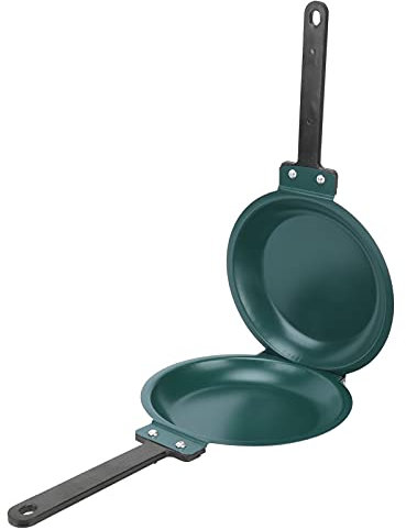 HERCHR Padella a doppia faccia, padella a doppia facciata in acciaio, cucina fritta fritta per pancake non bastoncello di frittata di frittate per la casa di focaccia casa