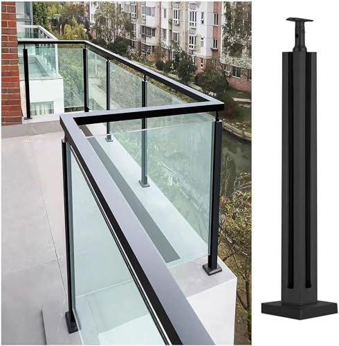 Balaustra in vetro nero – Ringhiera in acciaio inox 304 da 94 cm per gradini balconi terrazze recinzioni piscina con montaggio corrimano – Design durevole ed elegante