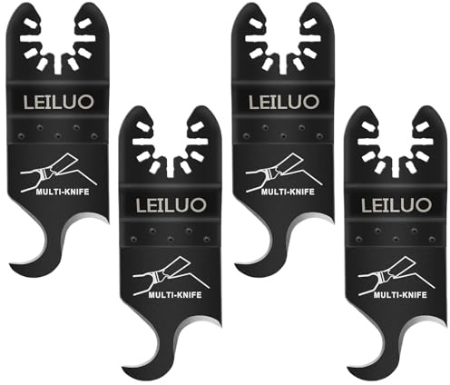 LEILUO 4-teiliges Multitool Hakenklingen Set zum Schneiden von Teppich Dachpappe & Karton inkl. Aufbewahrungstasche Universal Zubehör Kompatibel mit DeWalt Makita & Mehr