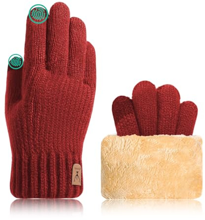 JUNRUI Winterhandschuhe für Damen Herren Touchscreen Thermohandschuhe mit Warme Fleecefutter für Kaltes Wetter