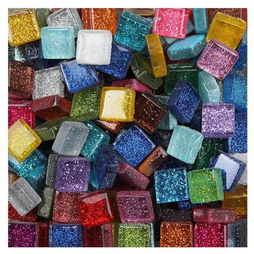 Ayztantine Mosaiksteine Zum Basteln 50 STÜCKE DIY Mix Farbe Glitter Glas Mosaik Steine ​​Mosaik Fliesen Glas Kiesel Handwerk Material Puzzle for DIY Mosaik Machen arte(Color 3)