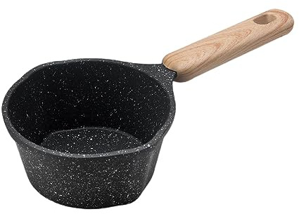 GUHPZA Pentola per Il Latte Compatta con Manico Ergonomico per Cucinare, Nera，Black