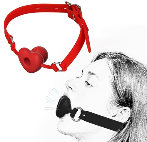 BDSM Knebel Mund Bondage Silikon Knebel Hmxseu Mundknebel mit Höhle Ball Gag Atmungsaktiv Ballknebel Sklave Fetisch Extreme Flirten Mundsperre Rollenspiele Extrem SM Sexspielzeug für Paare(Schwarz*S)