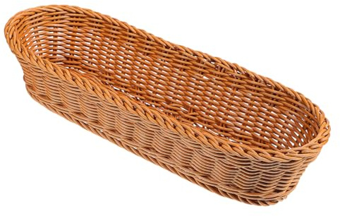Toyvian Large Capacity Woven Bread Basket with Natural Imitation Rattan Style Sturdy Multipurpose Fruit Serving Tray and Storage Basket for Kitchen Snacks Bread and Fruit Display Oval