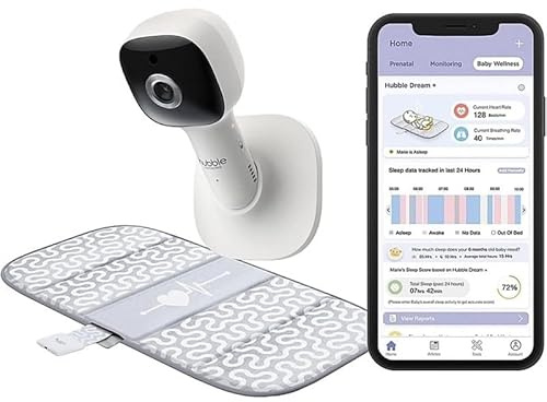 Kiddies Kingdom Hubble Dream+ Video Baby Monitor with Sensor Mat, HD 1080p Camera, WiFi, 7-Colour Night Light, Sleep Trainer
