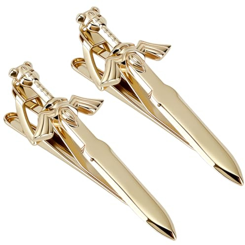 WEBEEDY 2 Stück Gold Krawattenklammern Für Männer Einzigartiger Schwertkrawattenclip Kupferkrawattenklammer Für Hochzeitsanzüge Geschäftstreffen Dekoration Schmuckgeschenk Zu Thanksgiving Weihnachten