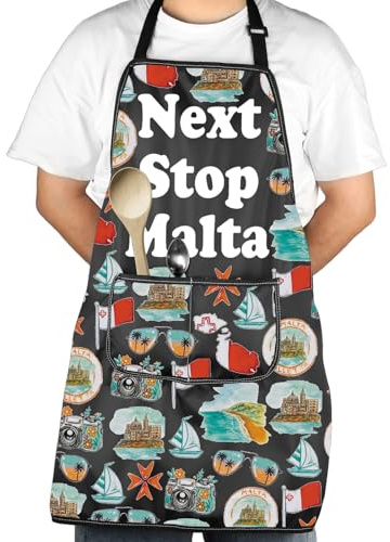 JXGZSO Grembiule da cucina con tasca con simboli di Malta Souvenir Gift Malta Vacation Kitchen, Malta, Big