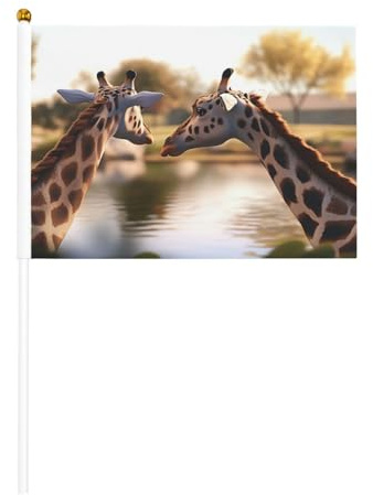 Bandiere mini giraffa su bastone – 14 x 20,8 cm piccole bandiere USA per esterni, decorazioni 4 luglio, decorazione patriottica, asta bandiera portatile, bandiere palmari, sei pezzi