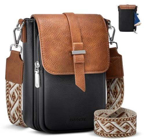 RAINSMORE Cross Body Bag for Women Small Phone Shoulder Bag | PU Leather Women's Crossbody Bags Handbag with Card Slots, with Adjustable Wide Strap and Multiple Pockets