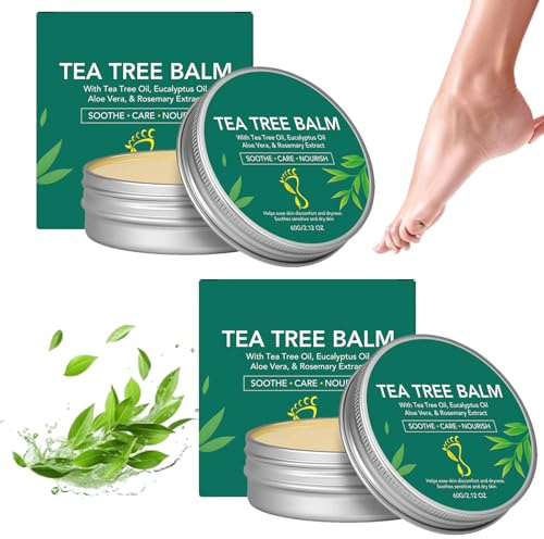 2 PCS Crema De Pies Aceite Árbol Té Crema Curativa Pura De Árbol Té, Bálsamo E Hidratante Para Pies Suaves, Lisos Confort Duradero Mejora La Piel, Para Piel Seca Pies Agrietados, Tacones, Dedos Los