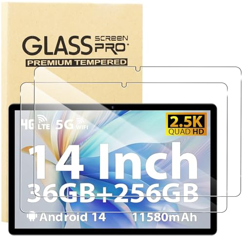 KUSINHOKA 2 Pièces Verre Trempé pour MAXLEGEN Tablette 14 Pouces, [Anti-Rayures] [9H Dureté] Film Protecteur, [Haute définition] Transparente Film de Protection Écran pour MAXLEGEN M14
