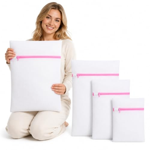 Mulbijeo Vierer-Set Wäschenetze – Robuste Waschbeutel für die Waschmaschine, Langlebig & Hohe Wasserdurchlässigkeit, Ideal als Schonendes Zubehör für Ihre Wäsche