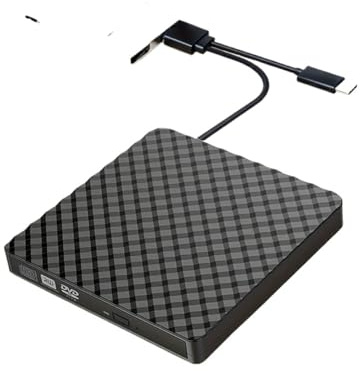 TUdcgjSXF USB3.0 & USB-C External CD DVD Drive High-Speed Data Transfer & Play Optical Disk Capability for Laptops, Desktops
