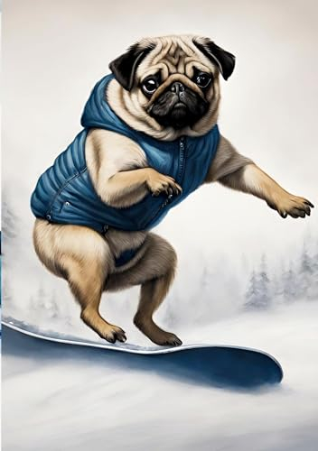 Notizbuch Mops Weihnachten Snowboarden Hund Notizheft mit 55 Zitaten Lebensweisheiten Hundeliebe Lustiges Geschenk zum Wichteln, Advent, Nikolaustag, ... Geschenk unter 15 Euro (Hunde Notizbücher)