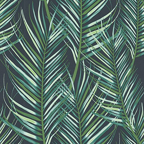 Papier Peint Intissé Entrelacs de Feuilles de Palmier 1005x52cm Vert
