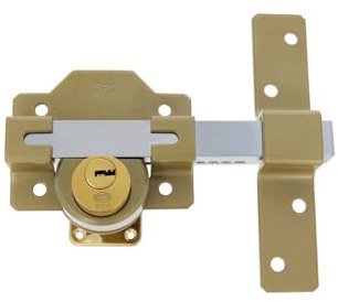 Amig - Cerrojo de Sobreponer con Cilindro Redondo Interior y Exterior Mod. 4-88 x 153 mm - Cerradura de Seguridad con Llave - Incluye 5 Llaves de Punto - Acero Martelé