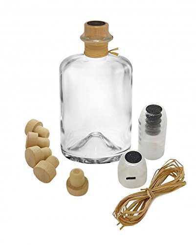 Geniess-Bar! 5x Profi Set Apothekerflasche 700 ml leer Apotheker Glas Flaschen zum selbst befüllen & transparente Schrumpfkapseln mit schwarzem Siegel & Korken & Bast