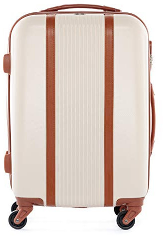 FERGÉ Handgepäck-Koffer Hartschale Milano Bordgepäck Rollkoffer 55 cm Reisekoffer Kabinen-Trolley 4 Rollen 100% ABS beige
