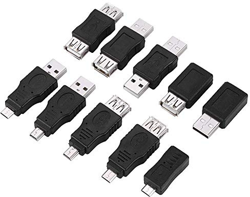 Bewinner Confezione da 10 adattatori Multipli USB 2.0 Convertitori Micro/Mini Maschio Femmina Connettori Adattatore Maschio USB a Femmina, adattatori USB a USB