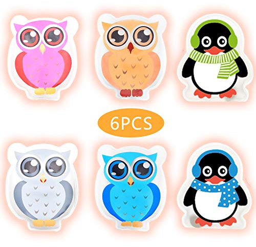 Hook Taschenwärmer handwaermer Kinder handwärmer wiederverwendbar zum knicken 4er-Set Colorful Eule und 2er-Set Penguins Handtaschenwärmer Wärmeknickkissen Heizpad (orange)