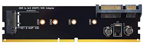 DiskMaster M.2/SATA RM. Adattatore Interno per SSD di tipo M.2/SATA su slot RAM. Su PC o MiniPC un SSD M.2/SATA di dimens.: 22x30, 22x42, 22x60, 22x80, velocità 6Gbit/s.
