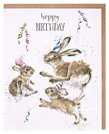 Wrendale - OC108 - Doppelkarte mit Umschlag, Geburtstag, Hasen, Happy Birthday, 14cm x 17cm