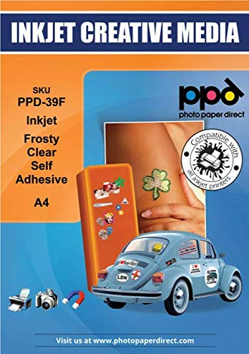 PPD 20xA4 Inkjet Etikettenfolie, Semi-Transparent, Selbstklebend für Tintenstrahldrucker PPD-39F-20