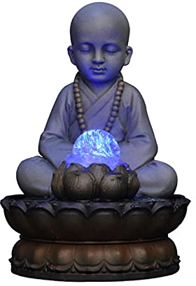 Fuente de Escritorio Fuente de agua de la fuente de la fuente de Buda - Resina Buda estatua que fluye el ornamento de la mesa de la fuente de agua - para la decoración de la oficina en casa Interior F