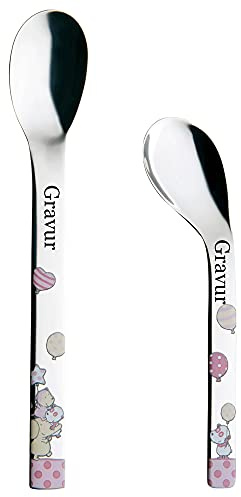 Kinderbesteck Rosa Babybreilöffel mit eigener Gravur/Namen auf Besteck/Fütterlöffel Babylöffel Löffel für Kinder