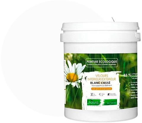 BOX DECO COULEURS Pintura natural ecológica interior exterior con aspecto terciopelo Natura – 1 l/13 m² [Clase energética A+], color blanco roto