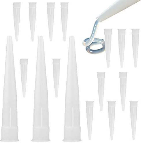 XHBTS 60 Silicone Nozzles Applicator Plastic Caulking Gun Extender Caulk Nozzle Tip Tool for Sausage Caulking Gun, Caulk Nozzles Applicator White