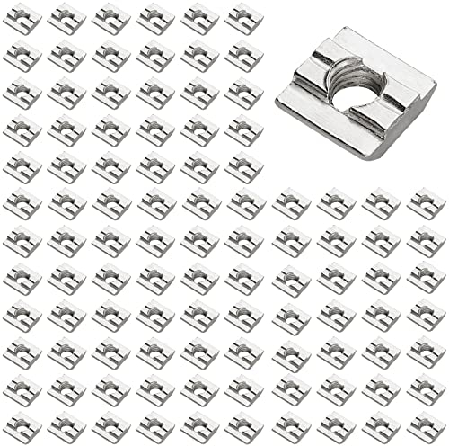 GETLITOOL Nutensteine M8, 100 Stück Gleitmuttern schwer B-Typ Nut 8 M8 Kohlenstoffstahl Gewinde, Serie 3030 M8 T-Nut Hammermutter für Aluprofil-Extrusionsschlitz Standard-30-Serie