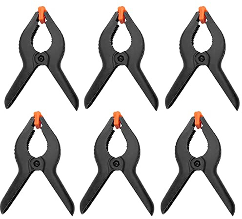 iPEAK Spring Clamp 6 Inch Heavy Duty Plastic Spring Muslin Clamps with Moveable Jaws Hard Grip Clips for Photography Studio Wood Work Artwork (6 Pcs)