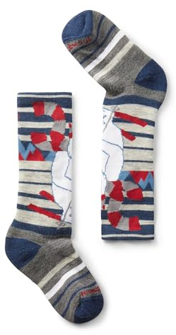 Smartwool Kids' Wintersport Yeti Pattern Full Cushion Merino Wool Over The Calf Socks, Alpine Blue, Small