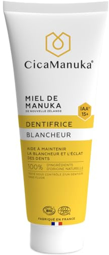 CicaManuka – Zahnpasta für strahlend weiße Zähne mit Manuka-Honig IAA15+ Erhält den Glanz der Zähne Bio-zertifiziert 75 ml