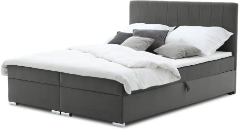 Boxspringbett Grenland 160x200 mit Bonnell-Federkernmatratze und Topper. Kontinentalbett Stauraumbett dekoratives Kopfteil! Das Beste Doppelbett für Seniorenbett! (Trinity 15), Grenland160x200