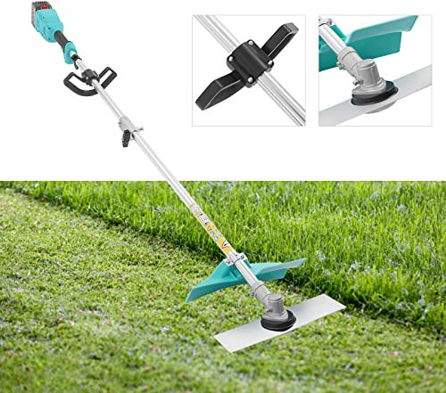 Tondeuse à gazon électrique sans fil avec lame et batterie au lithium 24 V/6 Ah de 1,7 m - Manche prolongé - Multifonction - Pour les espaces verts, les parcs, les fermes