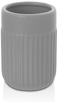 Inbagno Portaspazzolini Bagno a Bicchiere Grigio, in Ceramica, Linea Cup