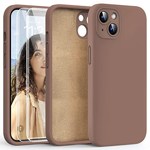 HATOSHI für iPhone 13 Hülle, Silikon Anti-Rutsch Kratzfestes Stoßfest Handyhülle für iPhone 13 Schutzhüll, Braun