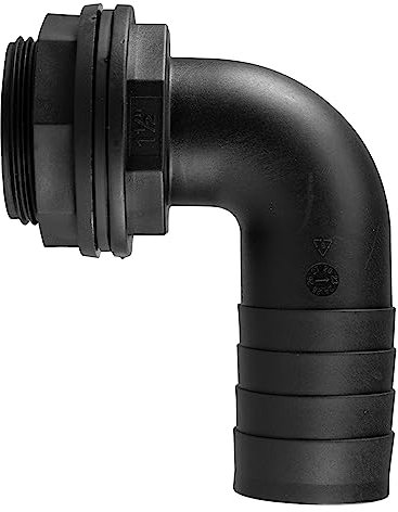 Water butt/rain barrel/water storage tank overflow hosetail elbow with nut & washer (1.5 bsp - 40mm barb)