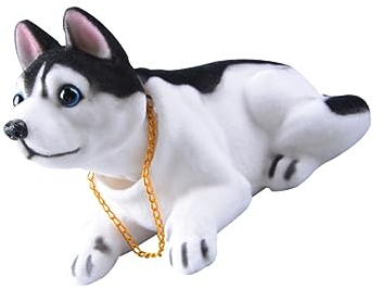 SAFIGLE Kopfschüttelnder Husky Hund Wackelfigur Resin Autoornament Armaturenbrett Auto Und Schreibtischdeko Langlebig Reizvoll