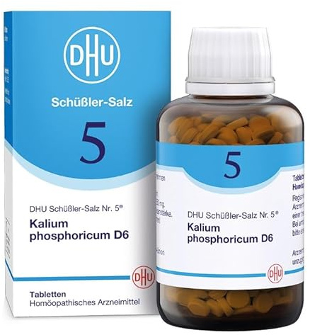 DHU Schüßler-Salz Nr. 5 Kalium phosphoricum D6, 900 St. Tabletten | Das Mineralsalz der Nerven und Psyche – das Original – umweltfreundlich im Arzneiglas