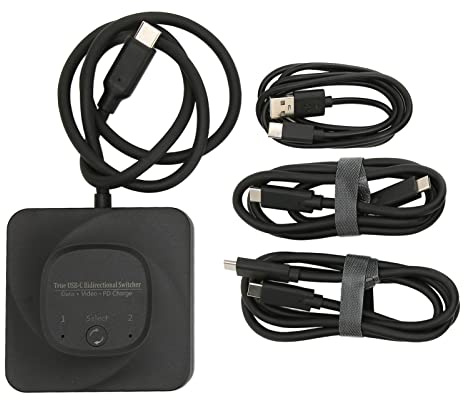 USB C 1 in 2 Out, USB C 1 in 2 Out USB 3.1 C Gen 2 Umschalter 10Gbps Datentransfer Splitter Konverter, USB Switcher 2 Computer Teilen 1 USB Geräte für PCs Maus