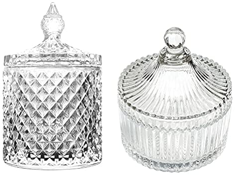 YOtat Cesta De Frutas 2 Piezas De Cristal Taza De Caramelo Creativa Sala De Estar Tarro De Caramelo Plato De Frutas Secas Azucarero Frutero con Tapa Taza De Frutas Caja De Aperitivos Plato De Frutas